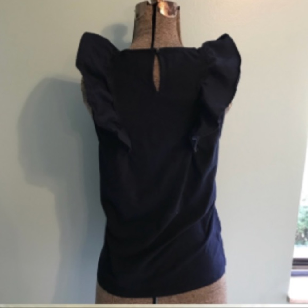 J. Crew Ruffle Front Top—Navy - Picture 4 of 5
